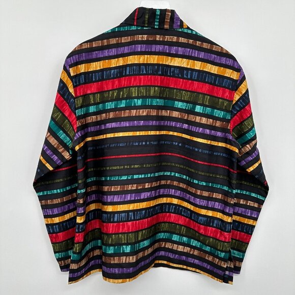 Vintage Chicos Design 100% Silk Top Shirt Shacket Size 1 US M 8 Patchwork Button - Picture 8 of 12